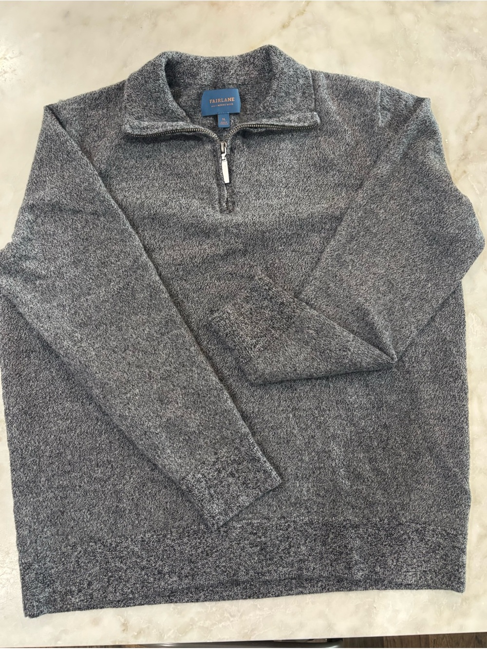 Fairlane Men’s XL Merino Wool Heather Gray Half-Zip Sweater